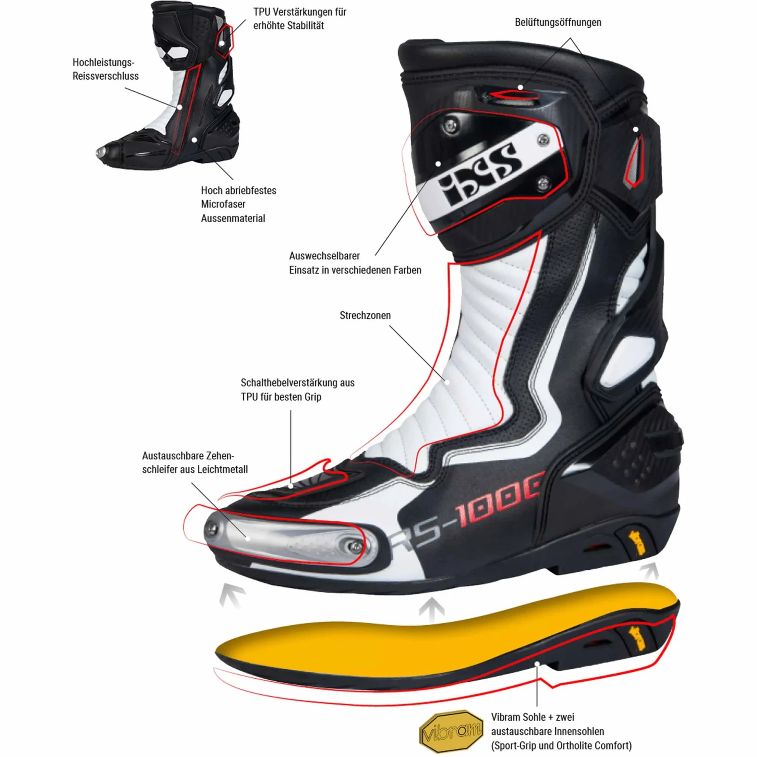 IXS Sportschoenen RS-1000 Zwart-wit 3 IXS Sportschoenen RS-1000 Zwart-wit - Afbeelding 3